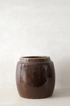 Glaserede Krukker|Lille^PLANT Berit, brun ø 12 cm