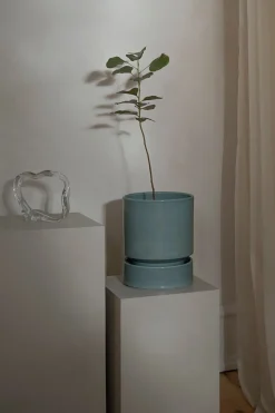 Glaserede Krukker|Terrakotta-Krukker^PLANT Hoff krukke, glaseret, Misty Blue