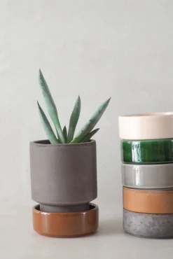 Terrakotta-Krukker|Stor^PLANT Hoff krukke, raw grey + rust underskål, gulvkrukke