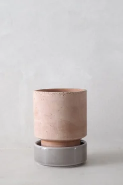 Terrakotta-Krukker|Hoff Krukke Serien^PLANT Hoff krukke, raw rosa + grå underskål
